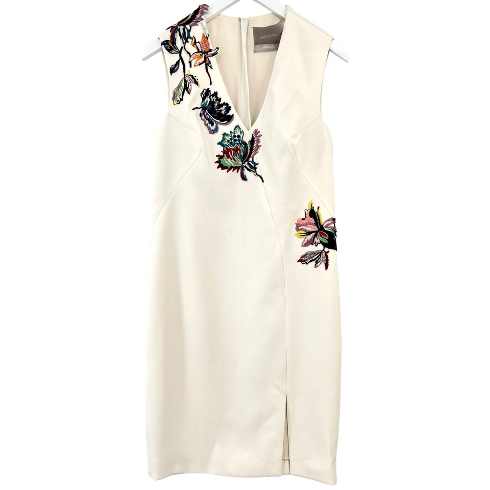 JASON WU White Floral Embroidered Sleeveless V-Neck Midi Dress ASO Megyn Kelly
